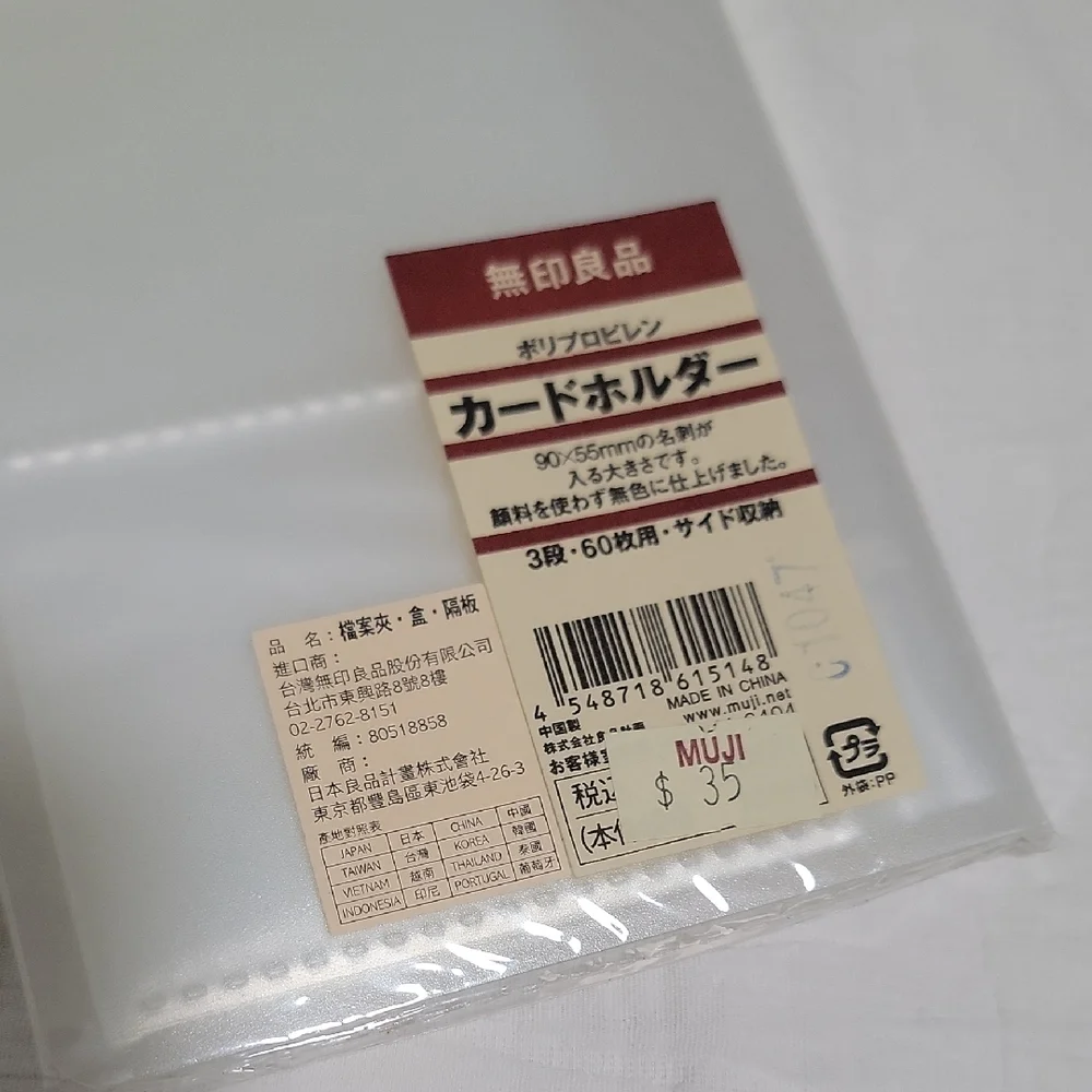 New Muji Japanese Made In Japan Clear 60 Cards Holder Folder With Label Stickers